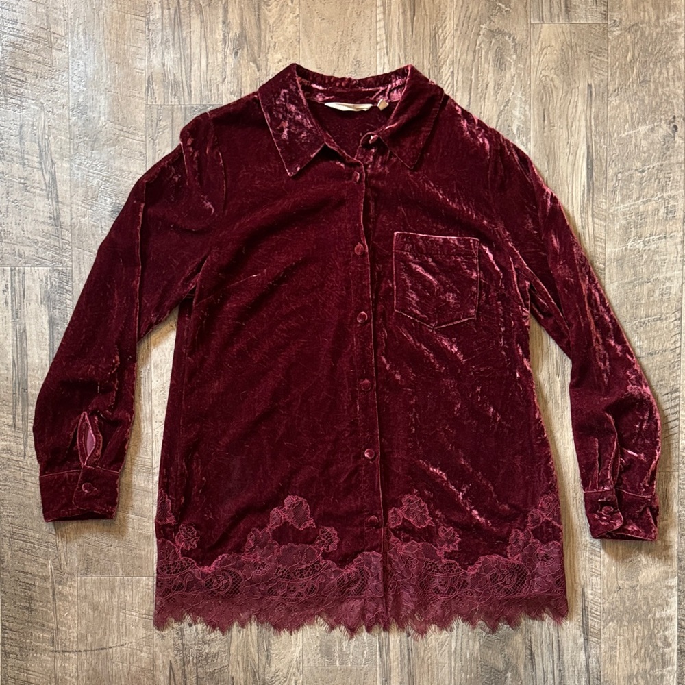 Soft Surroundings-Velvet Maroon Top-Size L